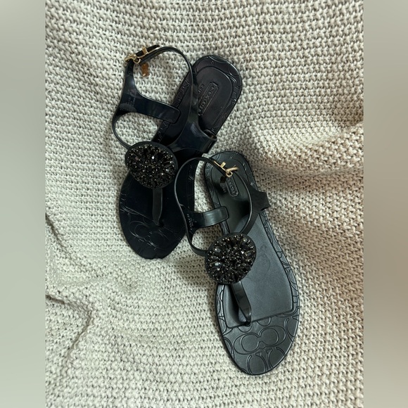 Coach Shoes - Black‎ Coach Jelly Sandal with Black Medallion, Size 8